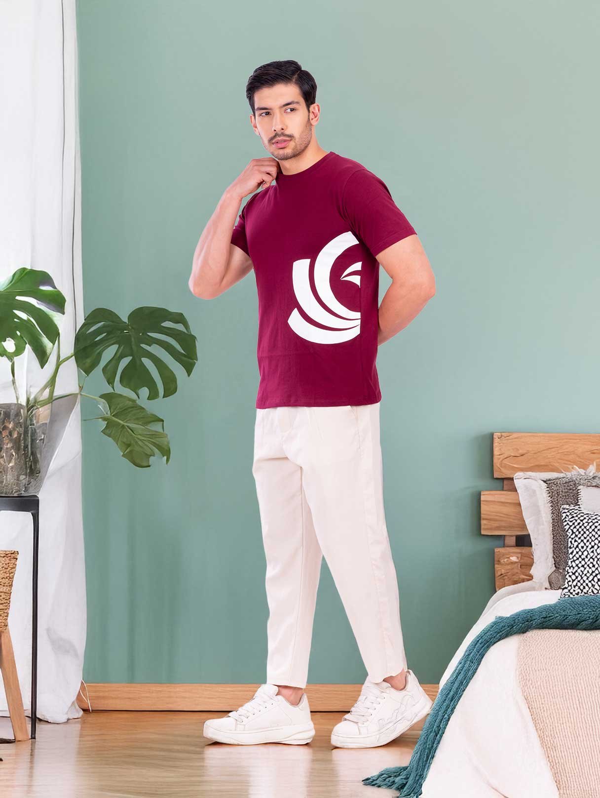 Zyenaa-Burgundy-Mens-Round-Neck-TShirt-ZNA0207BNY-1