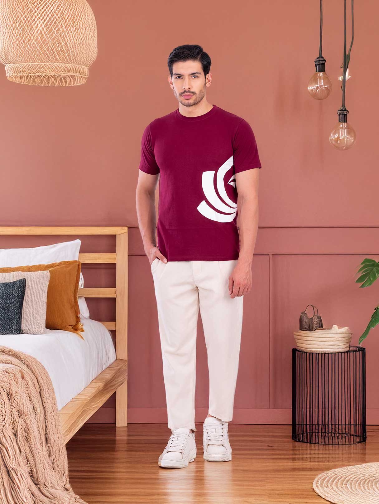Zyenaa-Burgundy-Mens-Round-Neck-TShirt-ZNA0207BNY-3