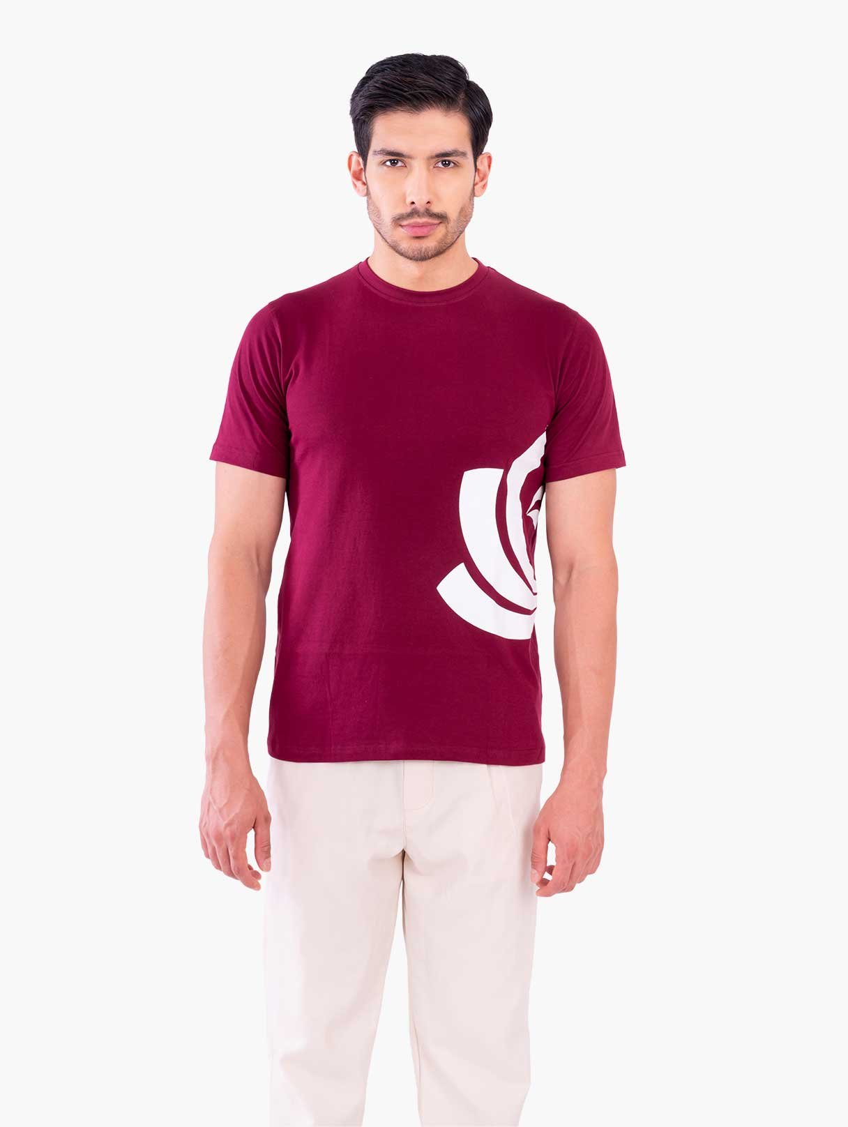 Zyenaa-Burgundy-Mens-Round-Neck-TShirt-ZNA0207BNY