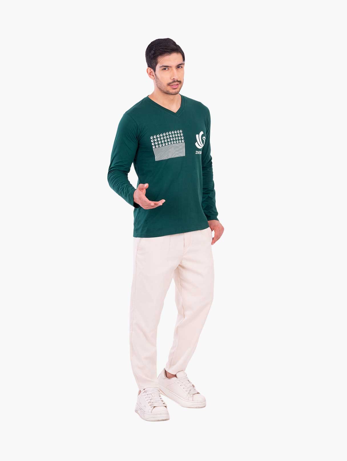 Zyenaa-Green-Mens-VNeck-TShirt-ZNA0305GN-4