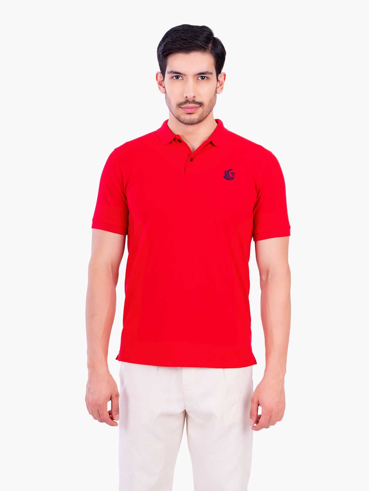 Zyenaa Red Denim Polo Tshirt ZNA0101GN